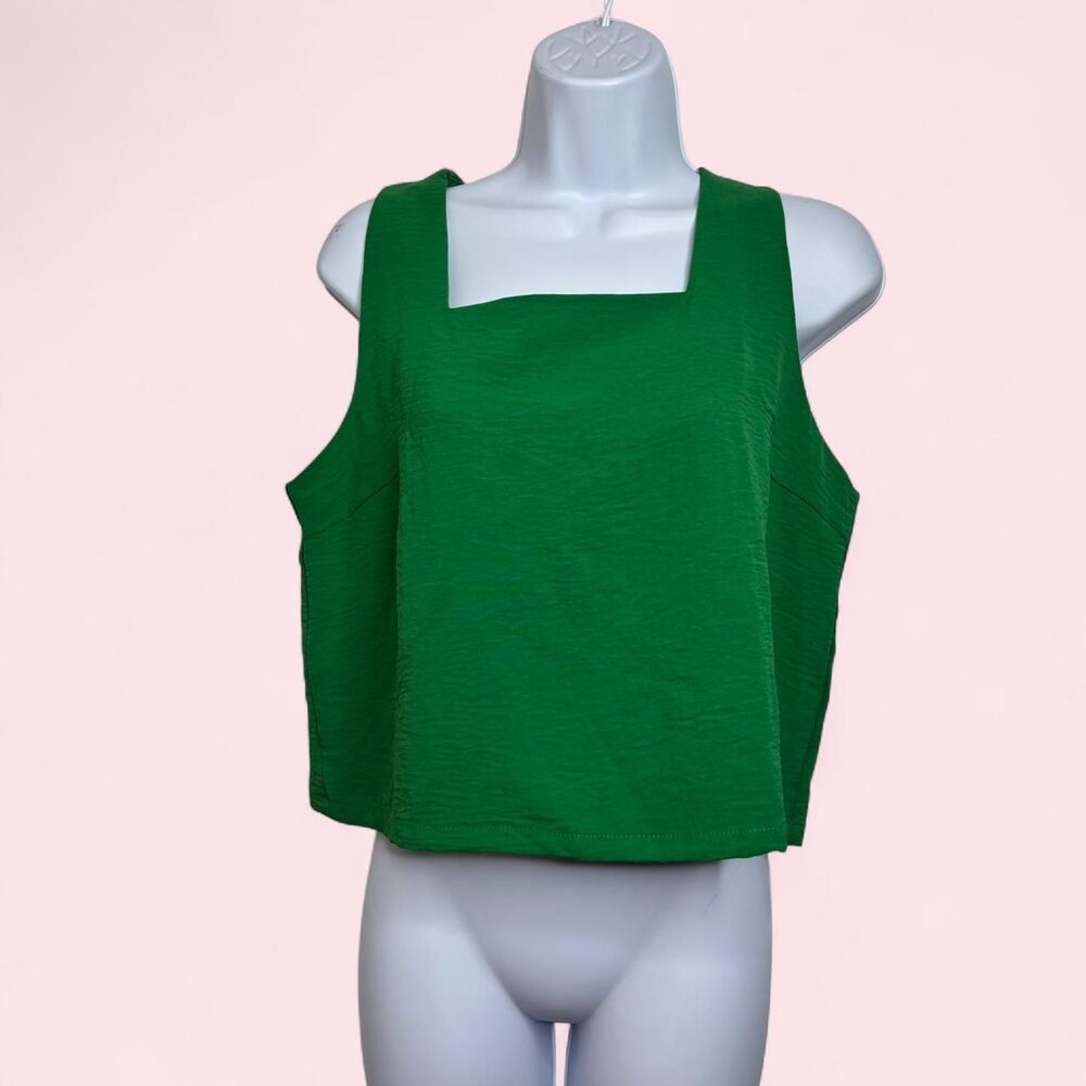 S JWD Women's Green Square Neck Crop Top